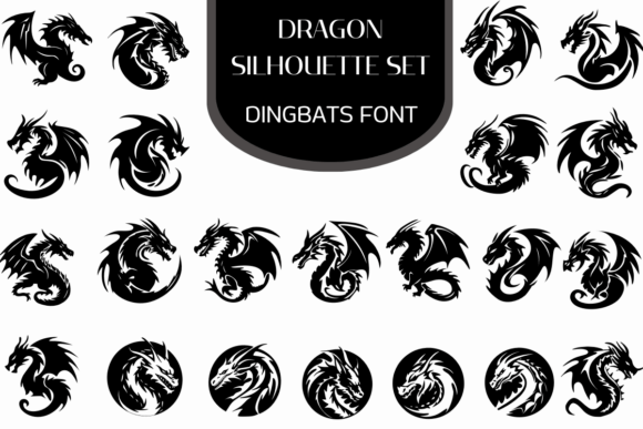 Dragon Silhouette Set: Type Your Way to Epic Graphics